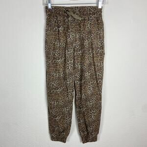 Aritzia Tna Alix Pants Size XXS‎ Leopard Print Joggers Brown Cotton Zip Pockets